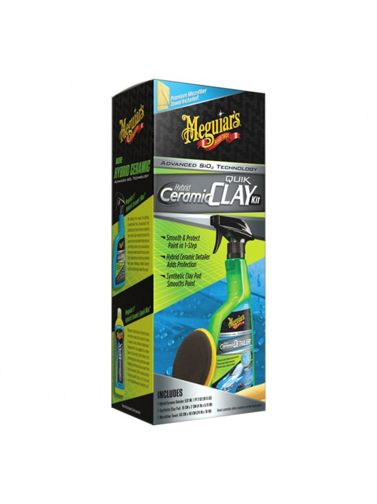 Meguiar’s Hybrid Ceramic Quick Clay Kit, kit decontaminare vopsea cu pad argila